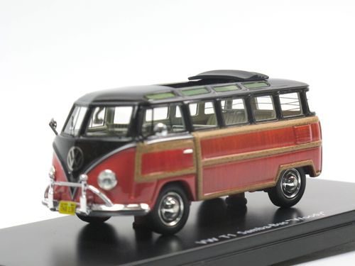 Schuco VW T1 Samba Bus Woodie rot/schwarz 1/43