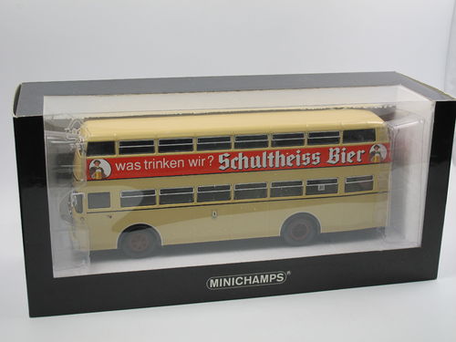 Minichamps Büssing D2U Doppeldecker Bus Schultheiss Bier 1/43