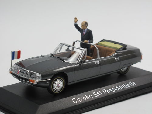 Citroen SM Cabrio Presidentielle 1981 mit Mitterrand Figur Modellauto 1:43 Norev 